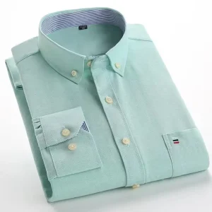 Muslim's camicia a maniche lunghe da uomo primavera autunno Oxford youth Stripe scacchi 100% cotone Casual Business Daily Man Clothes 1