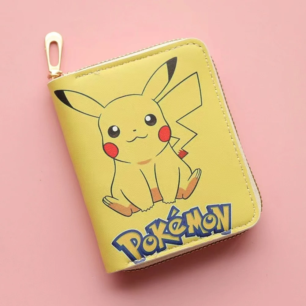 NUOVO portafoglio Pokemon portamonete carino cartone animato giapponese intorno ai portafogli Pikachu portafoglio in pelle moda con cerniera regalo di compleanno per bambini 2