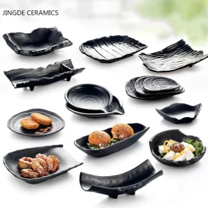 Stoviglie glassate nere di plastica del commestibile dello spuntino di caduta di resistenza creativa di personalità del piatto da Dessert dell'insalata occidentale della bistecca 1