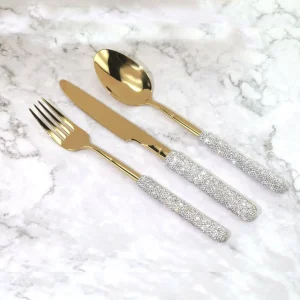 Set di coltelli forchetta cucchiaio di lusso con diamante scintillante Bling Posate in acciaio inossidabile 304 Stoviglie Cucina domestica Forniture per matrimoni 1