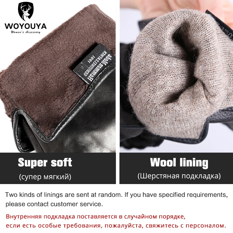 Guanti comodi per tenere al caldo l'inverno maschile, guanti da uomo in pelle di pecora con design ondulato dell'acqua, guanti in pelle da uomo neri-8001Y 5