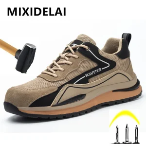 Stivali antinfortunistici da lavoro antiscivolo per uomo Scarpe protettive con puntale in acciaio Scarpe da lavoro antiforatura Sneakers Scarpe antinfortunistiche traspiranti 1