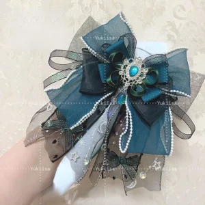 Papillon di strass di lusso delle nuove donne Cosplay Camicia da festa Colletto Fiori Spilla Copricapo Clip Moda Lolita Accessori Regali 1