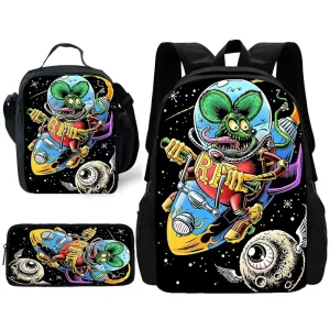 Zaino scolastico per bambini Rat Fink C-choppers, borse per il pranzo, borse per matite, borse per la scuola per ragazzi e ragazze, miglior regalo 1