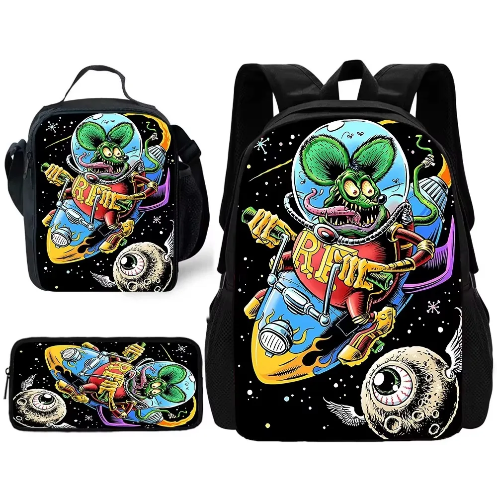 Zaino scolastico per bambini Rat Fink C-choppers, borse per il pranzo, borse per matite, borse per la scuola per ragazzi e ragazze, miglior regalo 1