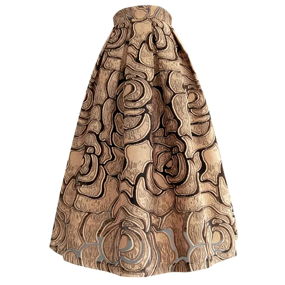 Temperamento Jacquard scava fuori gonne irregolari a vita alta gonna longuette Vintage All-match a-line Streetwear gonna lunga tutu party 5