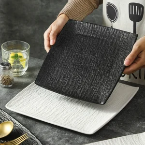 Stoviglie e piatti Piatto da bistecca per insalata in stile occidentale bianco di fascia alta Piatto di manzo Piatti piani per pasta in ceramica Piatti piani da cucina 1