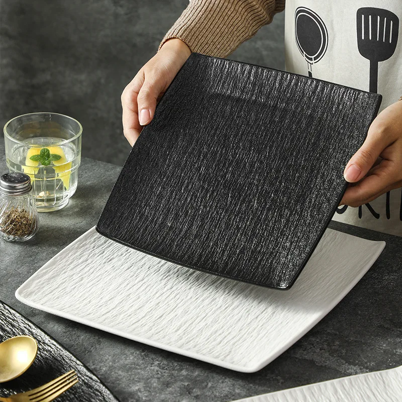 Stoviglie e piatti Piatto da bistecca per insalata in stile occidentale bianco di fascia alta Piatto di manzo Piatti piani per pasta in ceramica Piatti piani da cucina 1