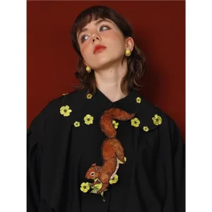 Cravatte senza nodo vintage con ricamo scoiattolo di design da donna per camicia Cravatta da discoteca per ragazze da ragazzo TB267 1