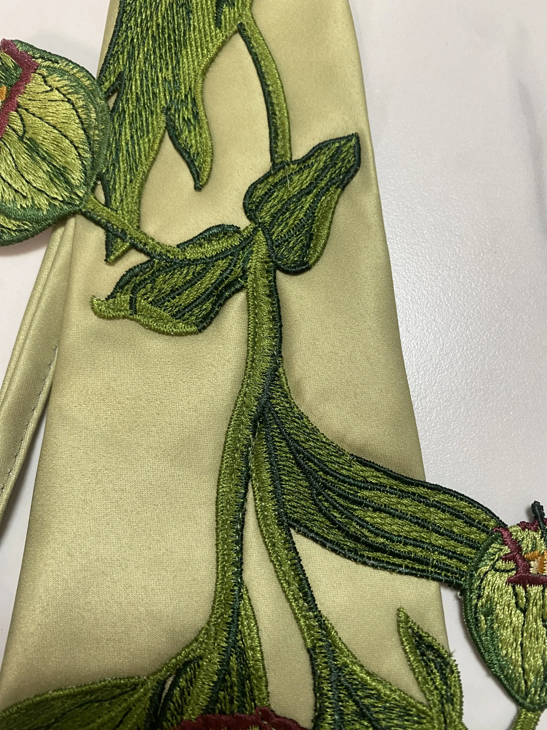 Cravatte senza nodo di colore verde con ricamo floreale di design da donna per camicia Cravatta da discoteca per ragazze da ragazzo TB263 6