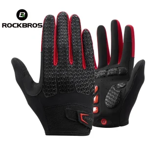 ROCKBROS Guanti da bicicletta Touch Screen Antiscivolo Antiurto SBR Plam Guanti da bici a dita intere Sport MTB Ciclismo su strada Guanti lunghi 1