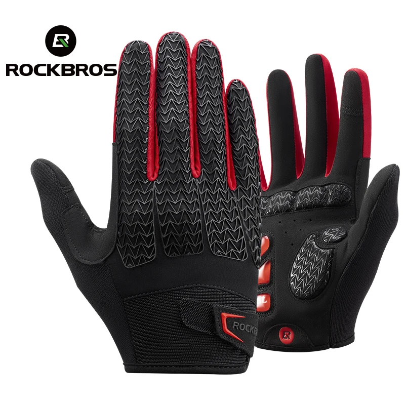 ROCKBROS Guanti da bicicletta Touch Screen Antiscivolo Antiurto SBR Plam Guanti da bici a dita intere Sport MTB Ciclismo su strada Guanti lunghi 1