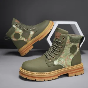 Stivali da passeggio in pelle da uomo Stivali da esterno Marchi di lusso Stivaletti da uomo Autunno Inverno Nuove scarpe casual alte dal design classico 1
