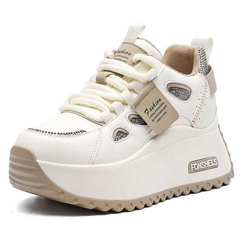 Fujin 3 pollici 7 cm vera pelle confortevole traspirante tacco nascosto appartamenti skateboard piattaforma sneakers con zeppa scarpe robuste vulcanizzate 1