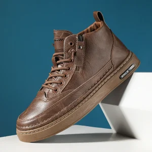 Stivali da uomo quattro stivali da lavoro stagionali per esterni stivali casual maschili moda suola morbida comodi stivali sportivi in pelle scarpa da uomo 1