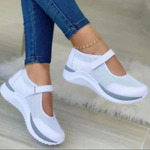 Scarpe singole con suola spessa da donna lavorate a maglia a testa tonda da donna di grandi dimensioni 36-43 scarpe da ginnastica Casual da donna con griglia da donna 1