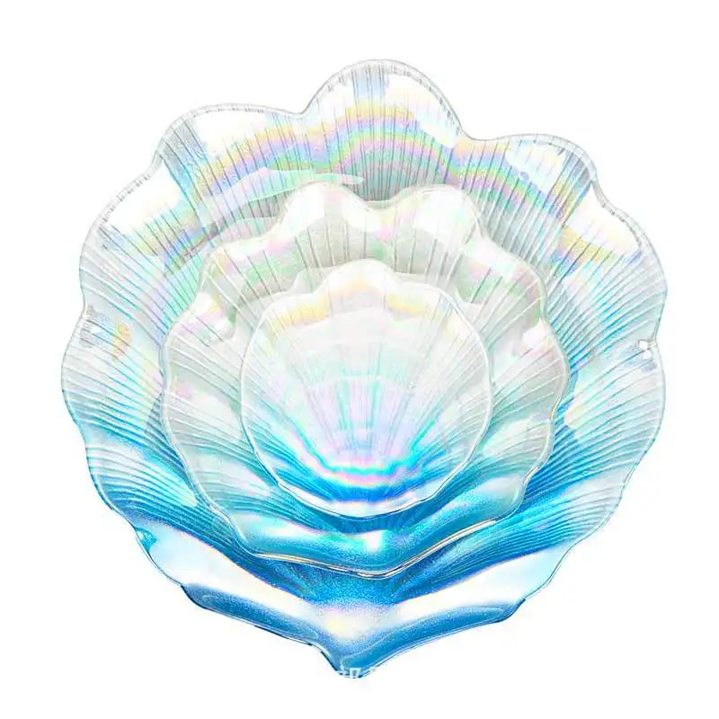 Piatti creativi in vetro colorato Shell Home Marine Fruit vassoio europeo snack ornamenti piatti irregolari piatti decorativi per la casa 4