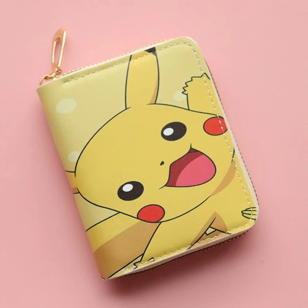NUOVO portafoglio Pokemon portamonete carino cartone animato giapponese intorno ai portafogli Pikachu portafoglio in pelle moda con cerniera regalo di compleanno per bambini 3
