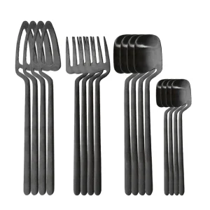 16 Pz/set Set di Posate Nero Opaco Set di Stoviglie in Acciaio Inossidabile 304 Set Coltello Forchetta Cucchiaio Set da Cucina Set di Posate da Tavola 1