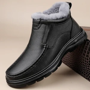 Stivale da neve casual in pelle da uomo nuovo per l'autunno inverno Stivaletti comodi caldi e antiscivolo Scarpe casual comode da esterno 1
