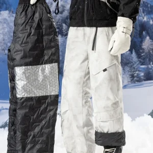 Pantaloni invernali da uomo in piumino mimetico Pantaloni da sci con protezione antivento impermeabile estremamente freddo Pantaloni cargo imbottiti in piuma d'anatra bianca al 90% 1