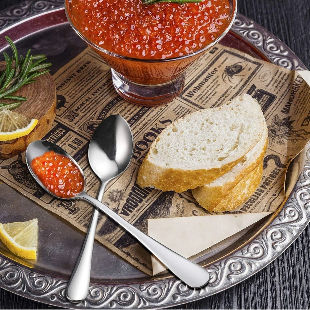 6/12/24PCS Cucchiaio da tè in acciaio inossidabile Set di posate Cucchiaio da caffè creativo per torta gelato Dessert Scoop Stoviglie Set di stoviglie 4