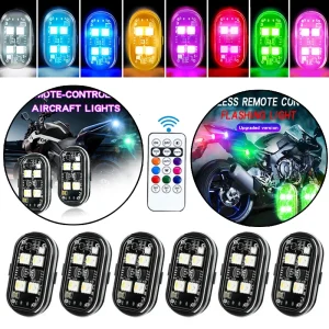 2/4 pezzi telecomando senza fili luce stroboscopica a LED per auto moto bici drone scooter lampada di avvertimento anticollisione flash 1