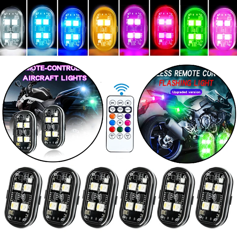 2/4 pezzi telecomando senza fili luce stroboscopica a LED per auto moto bici drone scooter lampada di avvertimento anticollisione flash 1