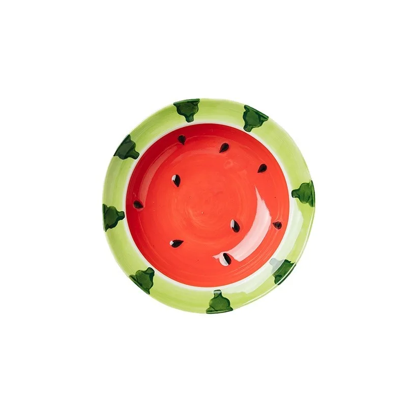Stoviglie in ceramica anguria Ciotole e tazze Stoviglie adorabili Forniture da cucina Stoviglie da tavola dipinte a mano Piatto decorativo 5