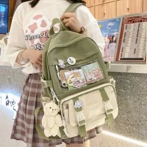 Zaino da donna Kawaii Borsa da scuola impermeabile per ragazza adolescente Studente Bookbag Zaino per laptop Zaino da viaggio femminile carino Mochila 1