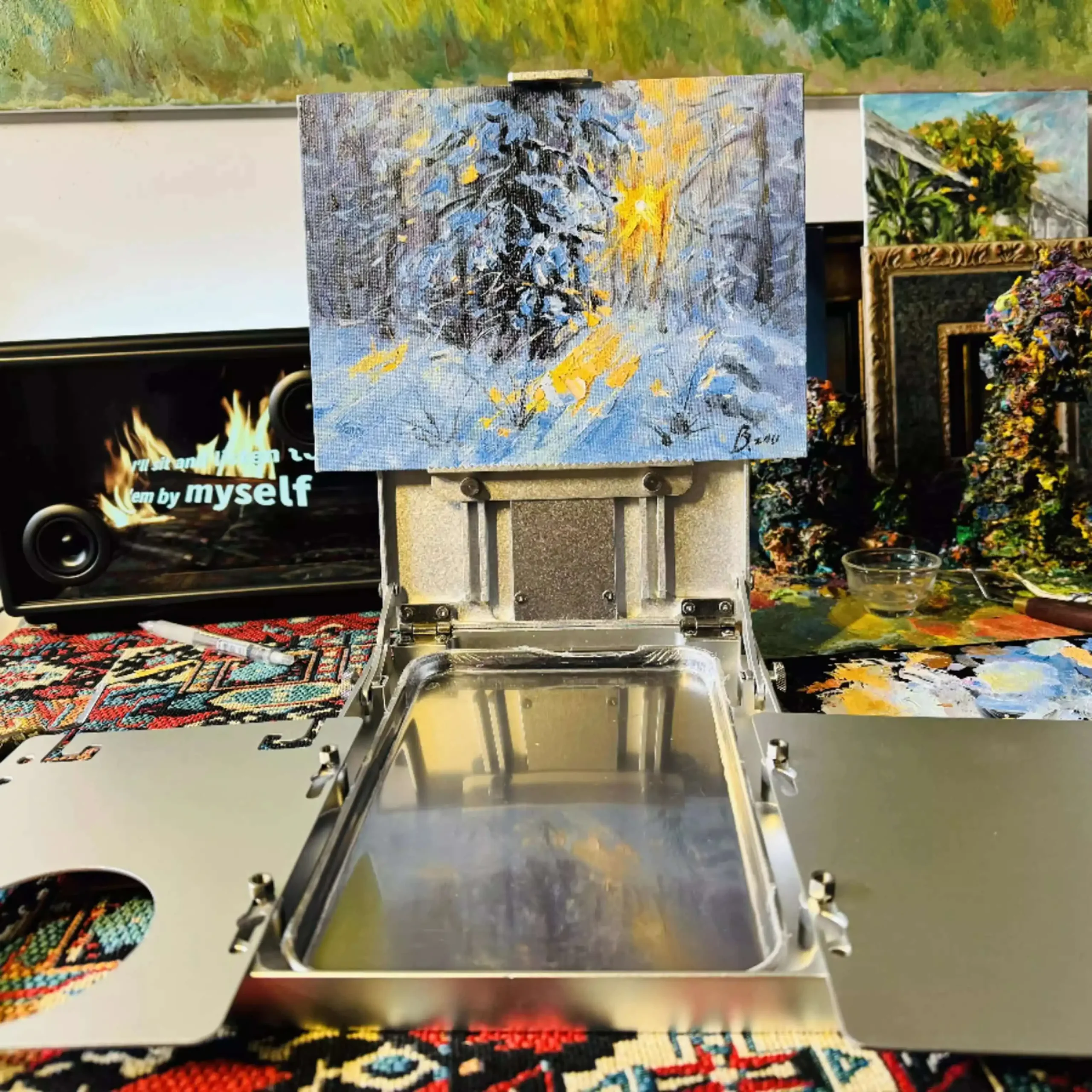 Cavalletto per scatola per pittura a olio regolabile portatile per esterni in lega di alluminio puro di fascia alta 2