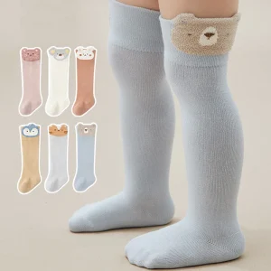 3 paia di calzini per neonati Calzini per bambini a tubo lungo Calzini morbidi per bambini Calze per bambini in cartone animato per ragazzi e ragazze 1