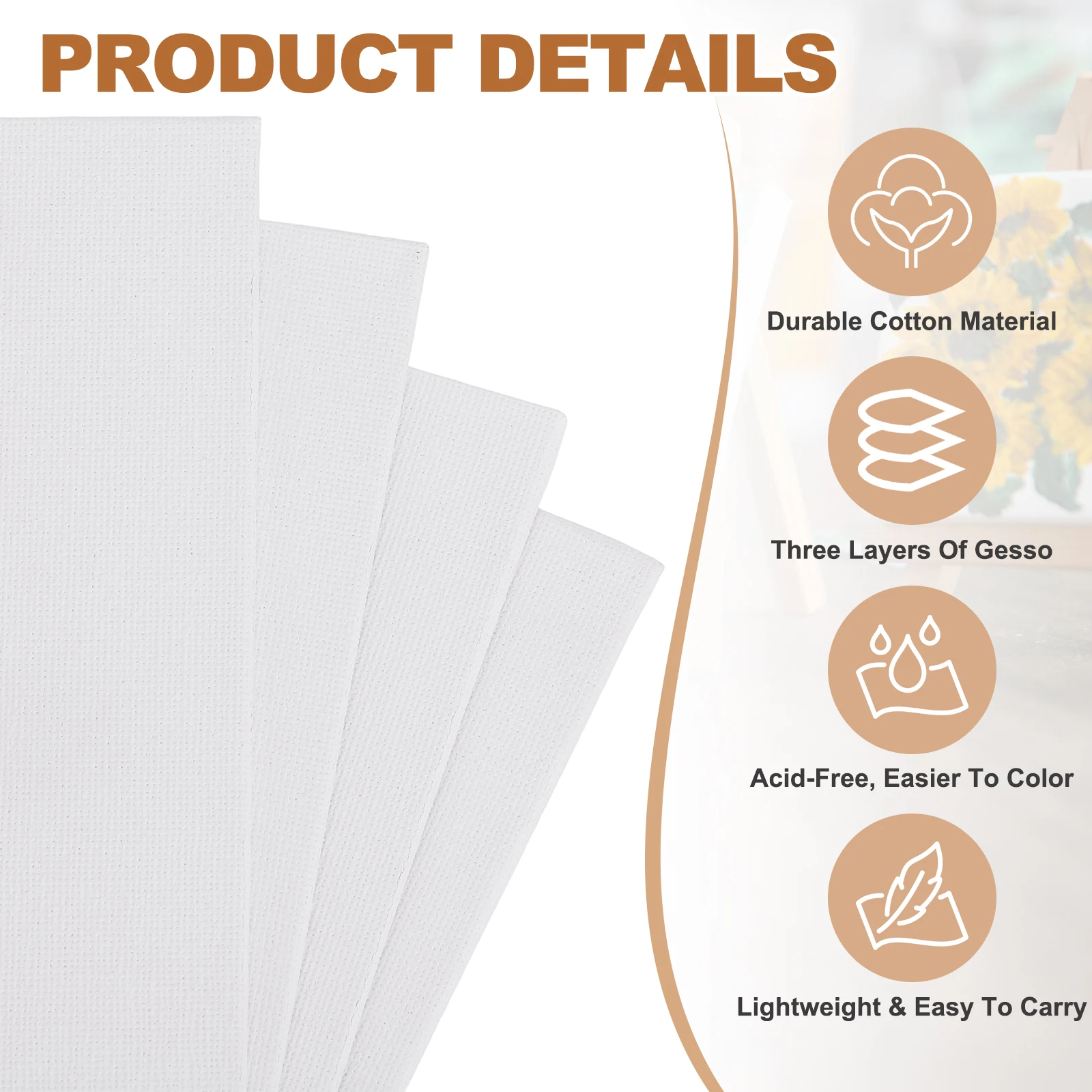 5/10/24 pezzi tavole di tela per dipingere cotone vuoto pannelli di tela di arte preparata forniture d'arte senza acidi per olio acrilico acquerello 3