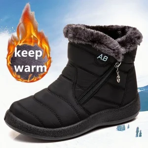 Nuove scarpe da donna di grandi dimensioni autunnali e invernali, foderate in pile per il calore, stivali da neve con suola morbida per donna, inverno addensato 1