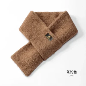 Sciarpa corta lavorata a maglia squisita in mohair imitazione retrò giapponese Sciarpa calda in peluche invernale a prova di freddo da uomo in tinta unita 1