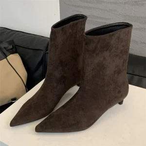 Eilyken Vintage Punta a punta Stivaletti da donna Designer Sottile Tacco basso Scarpe Modern Short Botas Autunno Inverno Zapatos De Mujer 1