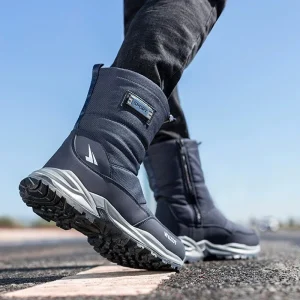 Stivali invernali da uomo stivali da neve da viaggio all'aperto da uomo scarpe da uomo in cotone antiscivolo con cerniera più velluto tenere al caldo scarpe Casual maschili 45 46 1