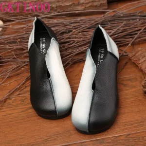 GKTINOO Designer Handmade Vintage Flats Mocassini da donna Estate Scarpe da guida in vera pelle per le donne Mocassini bicolore da donna 1