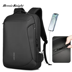 Zaino da lavoro antifurto Heroic Knight da uomo Zaino per laptop impermeabile da 15,6 pollici Borsa da lavoro da viaggio Zaino da scuola con ricarica USB 1
