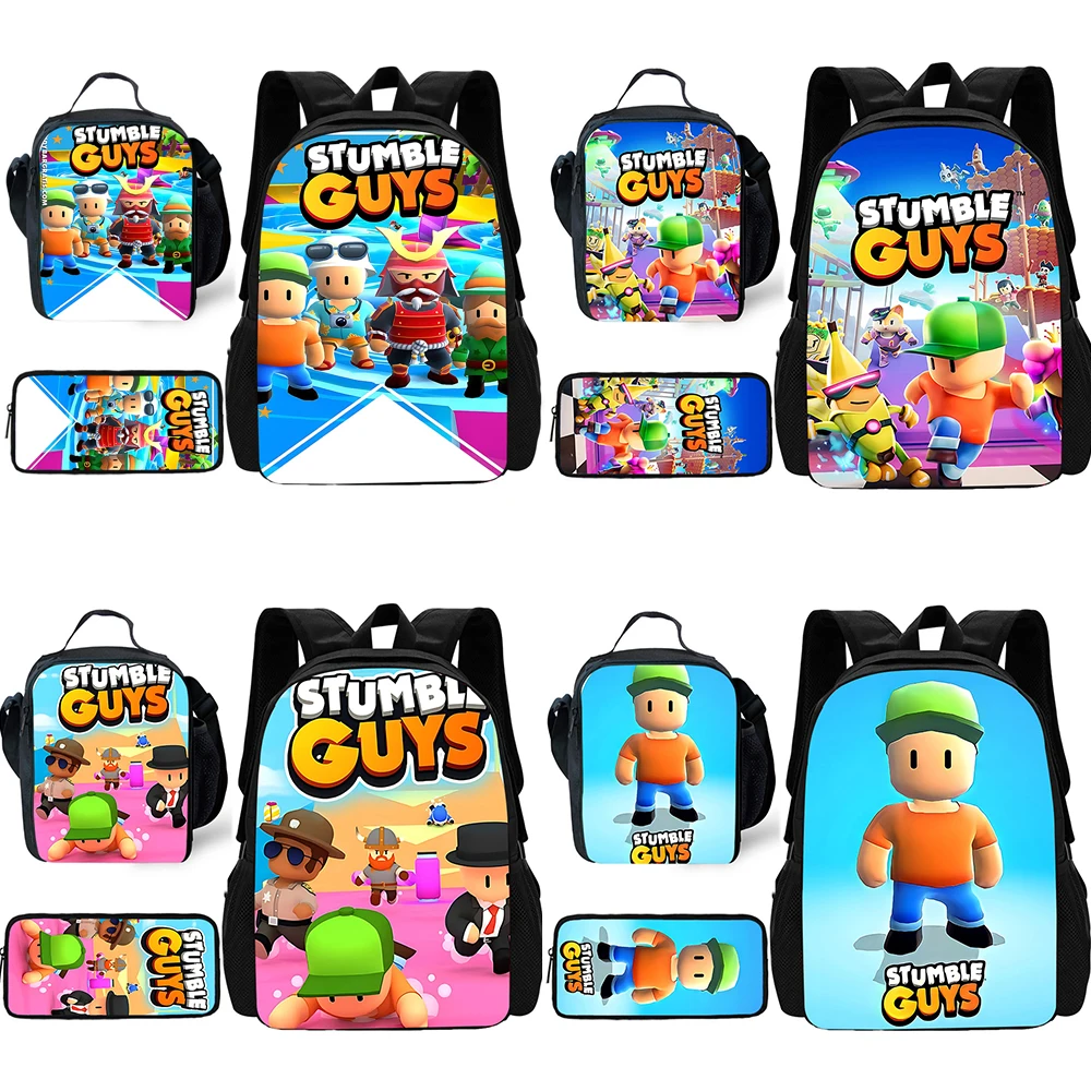 Set da 3 pezzi Giochi anime per Stumbles Guyss Zaino scolastico per bambini con borse per il pranzo Borse per matite Borse da scuola per ragazzi e ragazze Miglior regalo 1