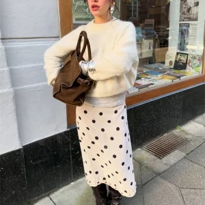 Tossy Elegante gonna vintage con volant Donna a vita alta Pendolarismo Contrasto Sexy Streetwear Y2k Gonna lunga Gonna lunga da donna Estate 1