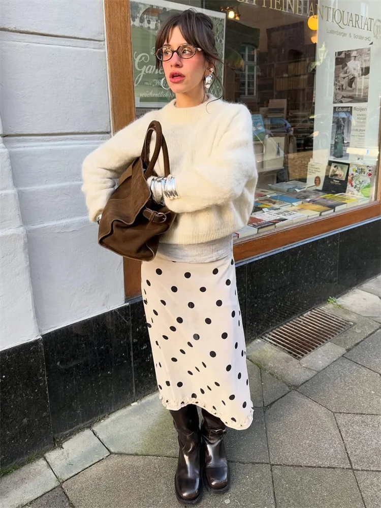 Tossy Elegante gonna vintage con volant Donna a vita alta Pendolarismo Contrasto Sexy Streetwear Y2k Gonna lunga Gonna lunga da donna Estate 1