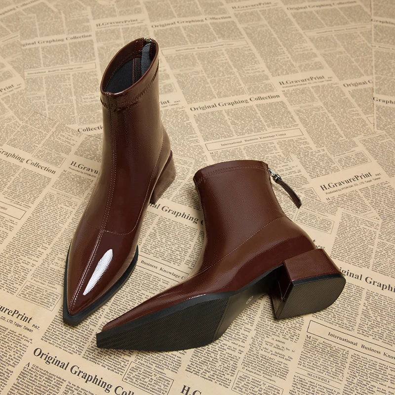 Stivaletti da donna dimagranti vintage primavera autunno donna conciso tacco basso corto Botas Zapatos De Mujerr 1