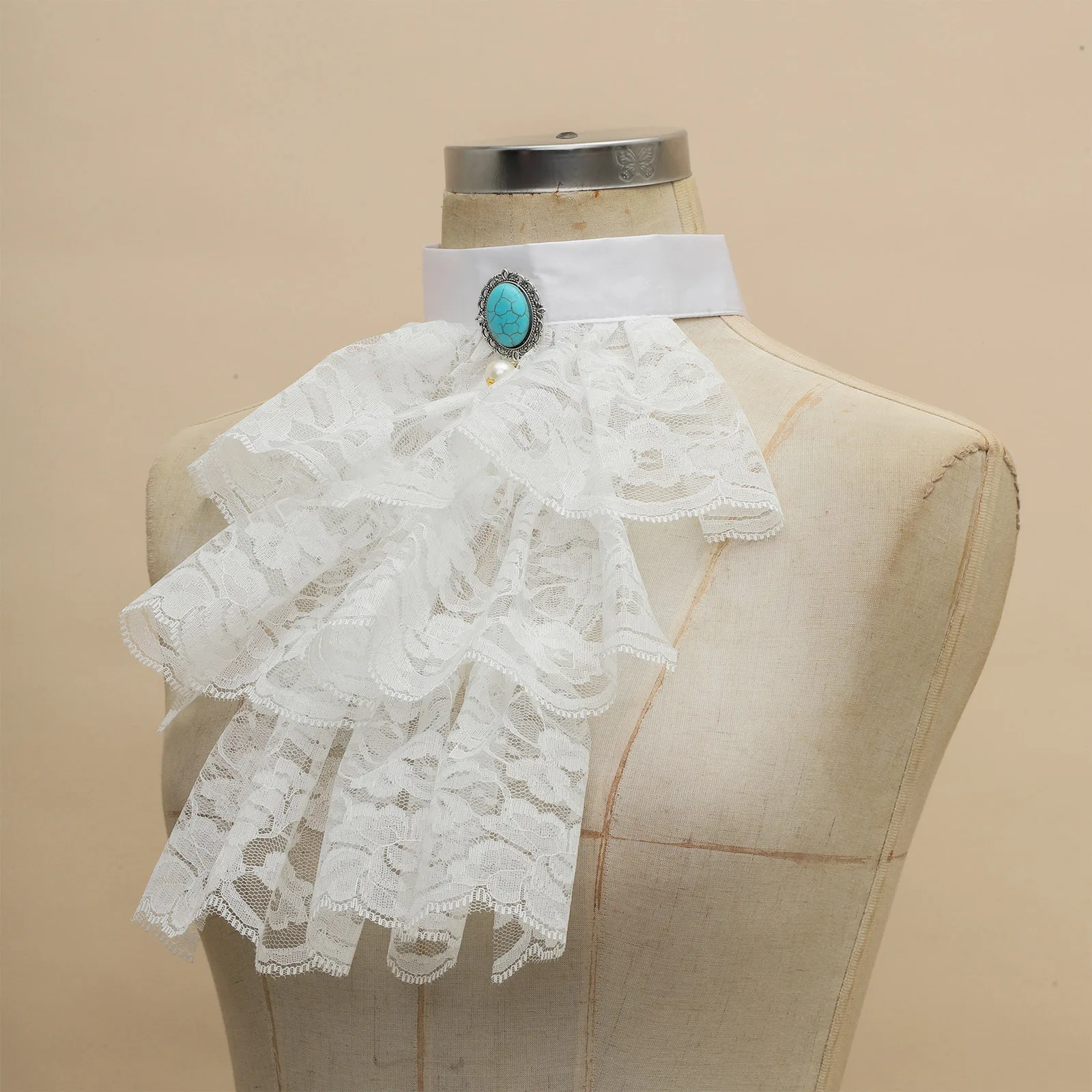 Donne staccabili arruffato pizzo Jabot Vintage vittoriano colletto finto mezza camicia camicetta girocollo girocollo Clubwear colletto Steampunk 2