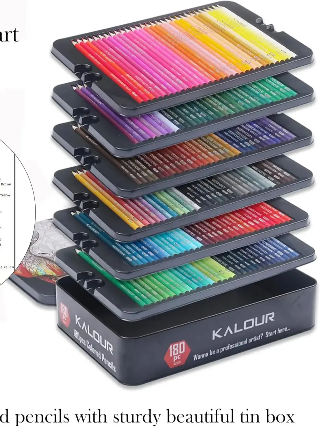 KALOUR 180 colori Set di matite colorate professionali Fine Art Disegno Set di matite a olio non tossiche per schizzi Matita da colorare 4