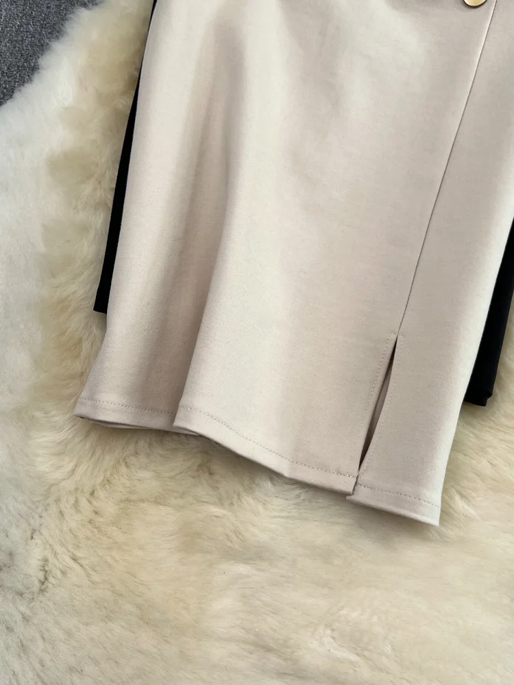 Gonna longuette pelata elegante da donna 2024 Gonne da ufficio da lavoro OL di media lunghezza casual moda estiva 6