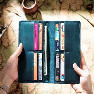 Portafogli lunghi in pelle Moterm Crazy Horse Portafoglio bifold da uomo in vera pelle Borsa da uomo vintage carteira feminina 1