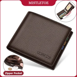 Portafoglio da uomo d'affari Portafoglio per carte di credito bifold in vera pelle di vacchetta dal design semplice per regali di compleanno da uomo 1