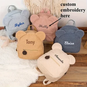 Zaino in peluche con orso carino Nome ricamato Borse a tracolla per bambini autunno inverno Borse regalo per bambini personalizzate personalizzate personalizzate 1