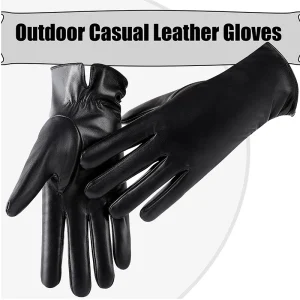 Guanti classici da donna Guanti invernali isolati e caldi all'aperto Guida Guanti in pelle PU Guanti touch screen in peluche 1